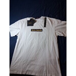 PALM ANGELS CLASSIC LOGO PRINTED REGULAR FIT WHITE T-SHIRT SIZE XL